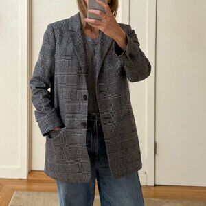 Womens Everlane Houndstooth Boyfriend Blazer Size Small Black and White